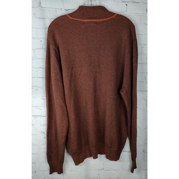 Alan Flusser 1/4 Zip Pullover Sweater Textured Knit Brown XL - Picture 3 of 7